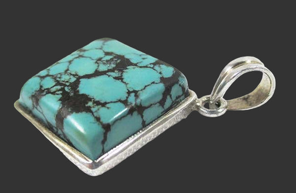 Turquoise Crystal Diamond Pendant | Crystal Jewellery | Crystal Pendants
