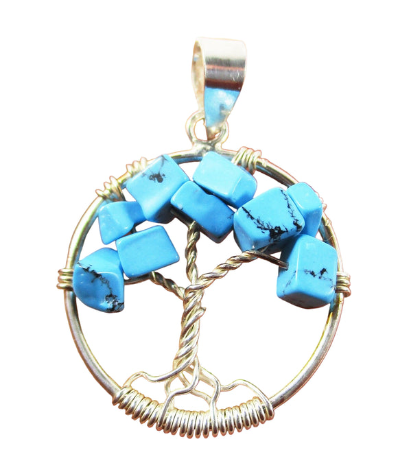 Turquoise Howlite Healing Crystal Tree of Life Pendant | Crystal Jewellery | Crystal Pendants