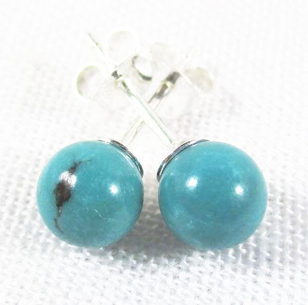 Turquoise Round Stud Earrings - Crystal Jewellery > Gemstone Earrings