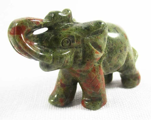 Unakite Mini Elephant Crystal Carvings > Carved Crystal Animals