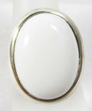 White Agate Crystal Oval Ring (Size P) | Crystal Jewellery | Gemstone Rings