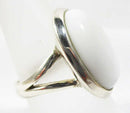 White Agate Crystal Oval Ring (Size P) | Crystal Jewellery | Gemstone Rings
