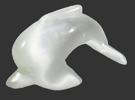 White Cats Eye Dolphin | Crystal Carvings | Carved Crystal Animals