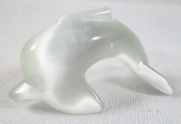 White Cats Eye Dolphin - Crystal Carvings > Carved Crystal Animals