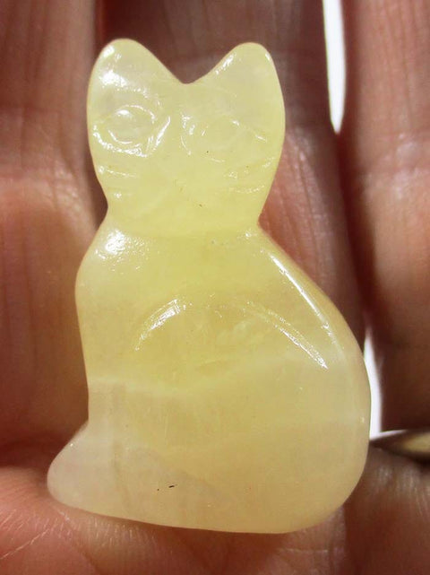 Yellow Calcite Cat (Small) Crystal Carvings > Carved Crystal Animals
