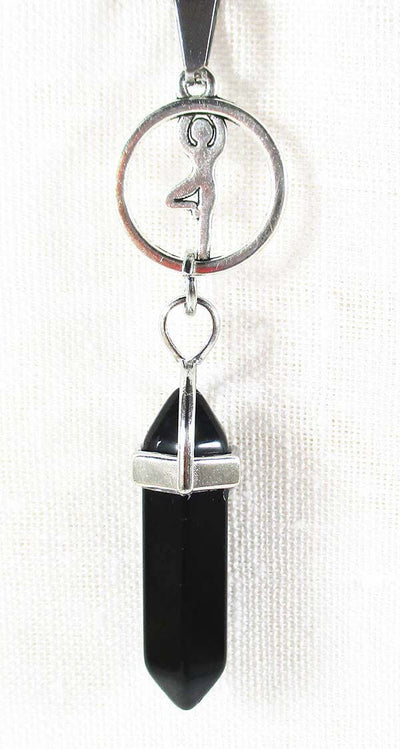 Yoga Pose Black Obsidian Pendant | Crystal Jewellery | Point Pendants