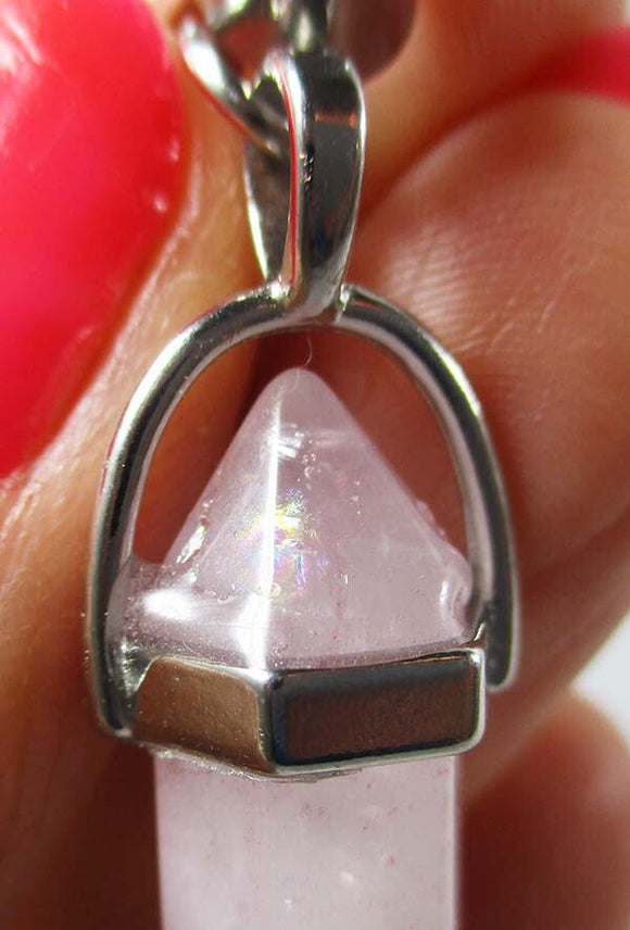 Yoga Pose Rose Quartz Pendant | Crystal Jewellery | Point Pendants