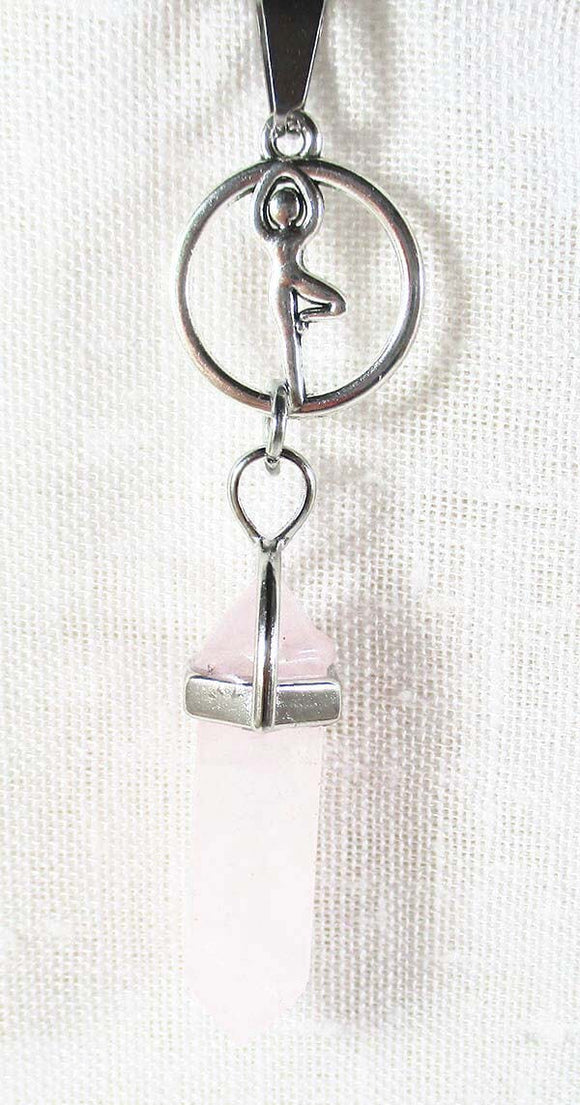 Yoga Pose Rose Quartz Pendant | Crystal Jewellery | Point Pendants